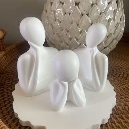 Family figurines, minimalist style in white eco resin