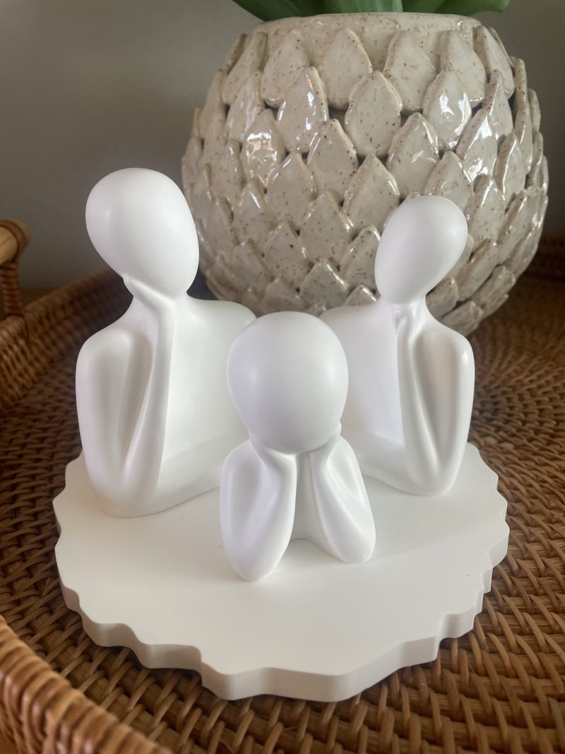 Family figurines, minimalist style in white eco resin
