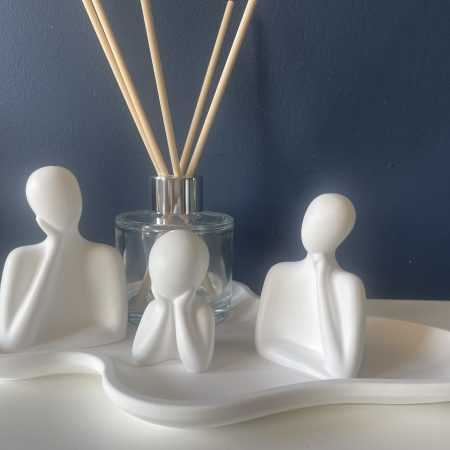 Family figurines, minimalist style in white eco resin