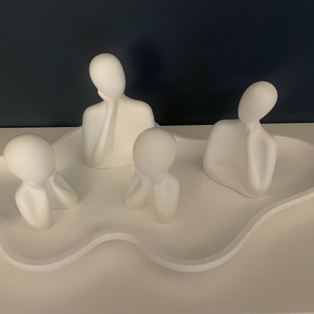 Family figurines, minimalist style in white eco resin