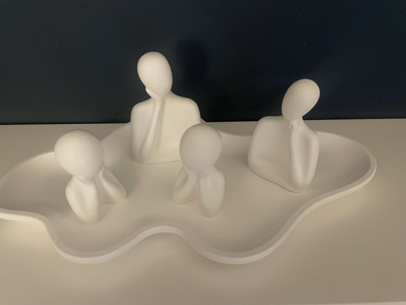 Family figurines, minimalist style in white eco resin