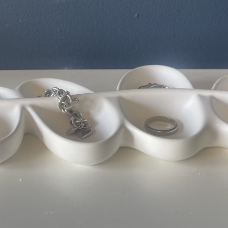 White eco resin leaf shaped trinket jewellery tray