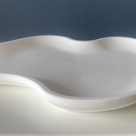 White eco resin irregular wavy design display, trinket or key tray
