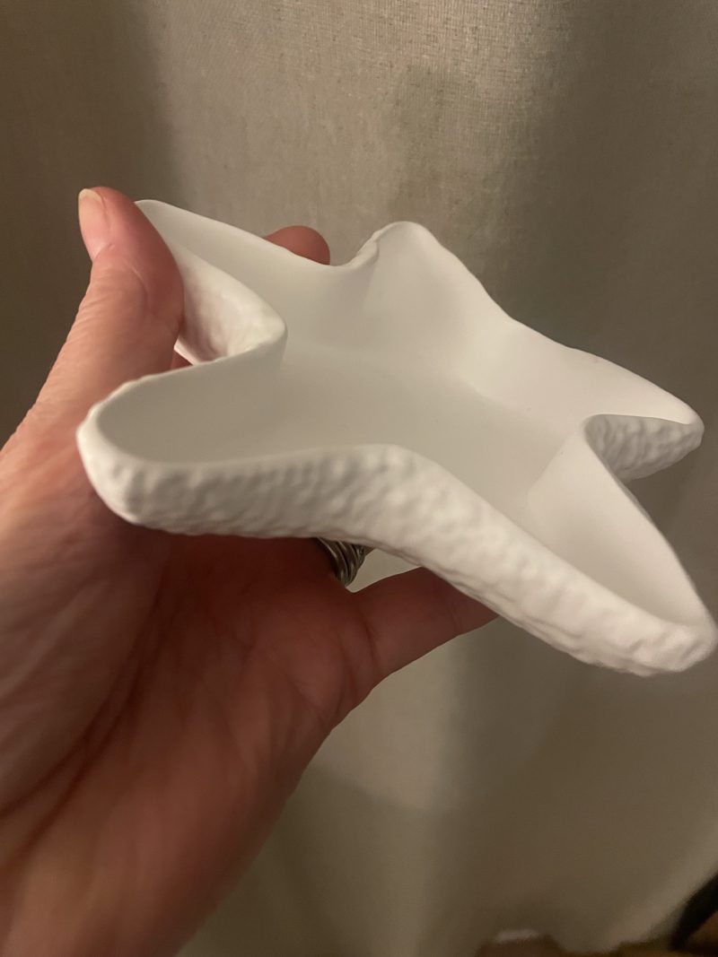 White eco resin conch shell and starfish decorative bowl set handmade