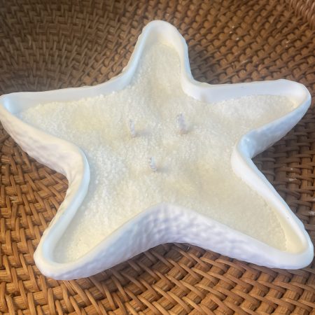 White eco resin conch shell and starfish decorative bowl set handmade