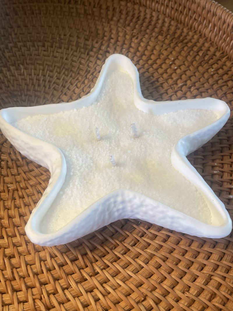 White eco resin conch shell and starfish decorative bowl set handmade