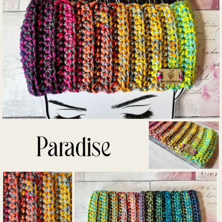 Crocheted Chunky Colourful Ribbed Headband. Soft Ear Warmer