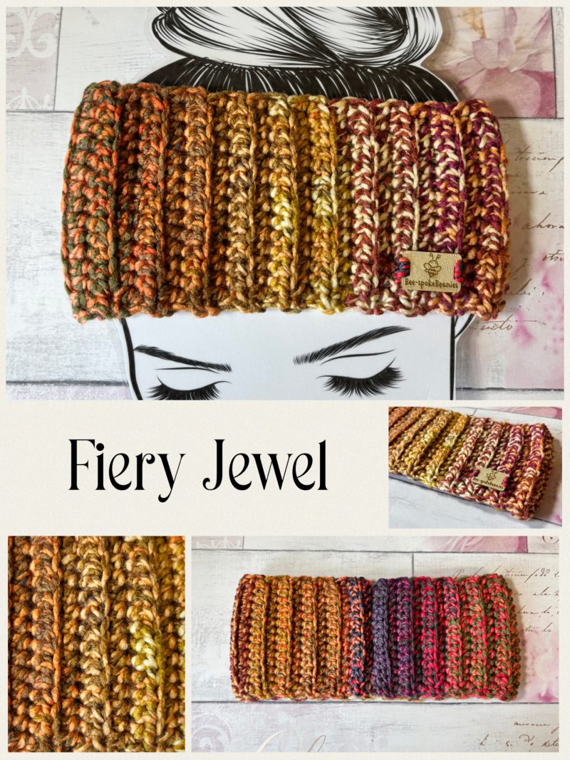 Crocheted Chunky Colourful Ribbed Headband. Soft Ear Warmer