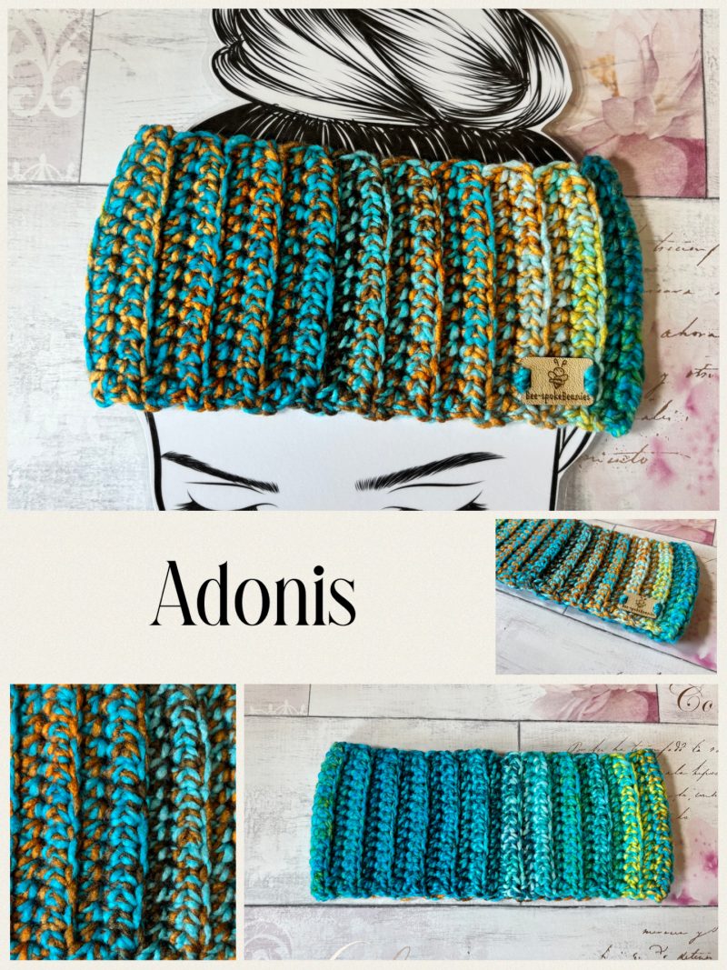 Crocheted Chunky Colourful Ribbed Headband. Soft Ear Warmer