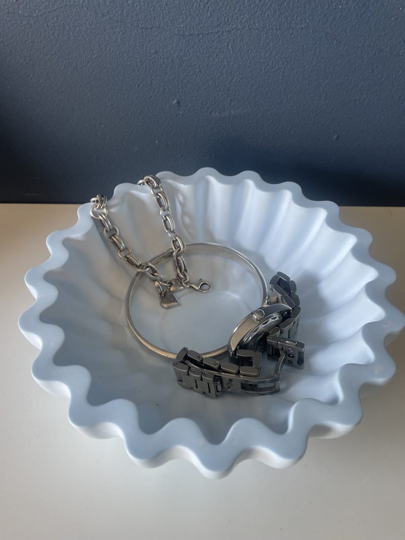 Eco resin fluted ruffle edge bowl handcrafted