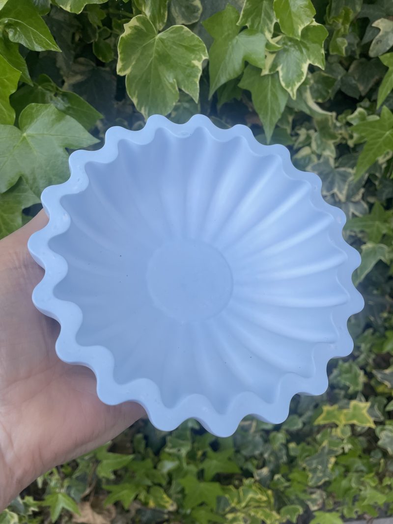Eco resin fluted ruffle edge bowl handcrafted