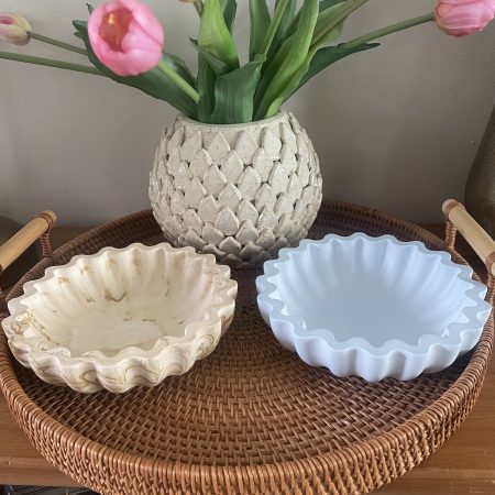Eco resin fluted ruffle edge bowl handcrafted