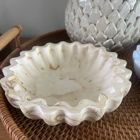 Eco resin fluted ruffle edge bowl handcrafted
