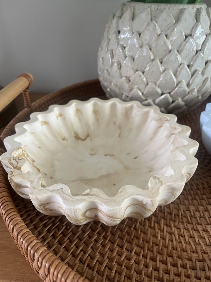 Eco resin fluted ruffle edge bowl handcrafted