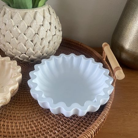 Eco resin fluted ruffle edge bowl handcrafted