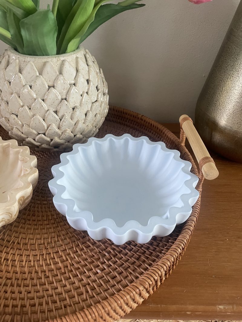 Eco resin fluted ruffle edge bowl handcrafted