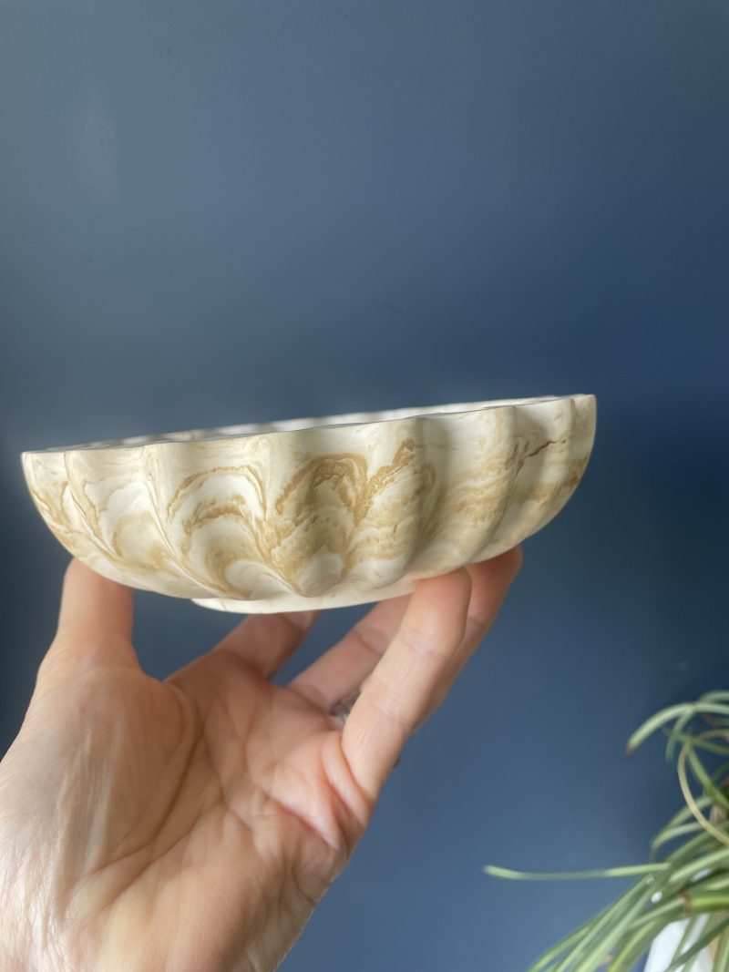 Eco resin fluted ruffle edge bowl handcrafted