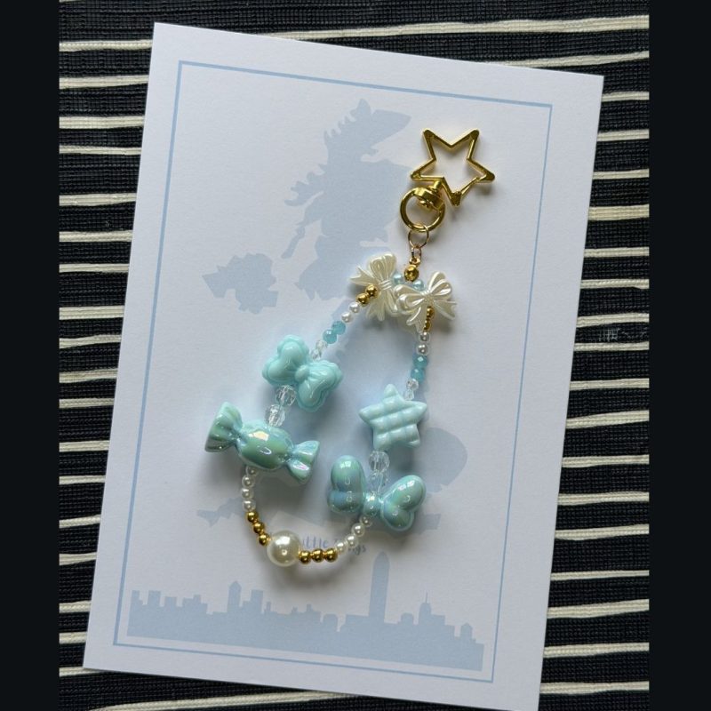 Beaded Phone Charm Keychain | Y2K Pastel Strap Bracelet