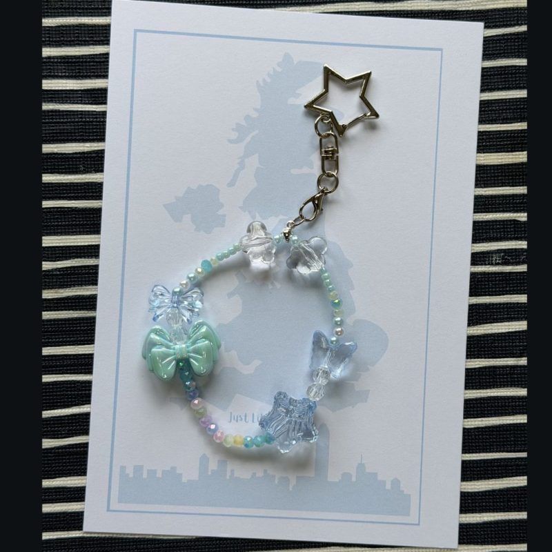 Beaded Phone Charm Keychain | Y2K Pastel Strap Bracelet