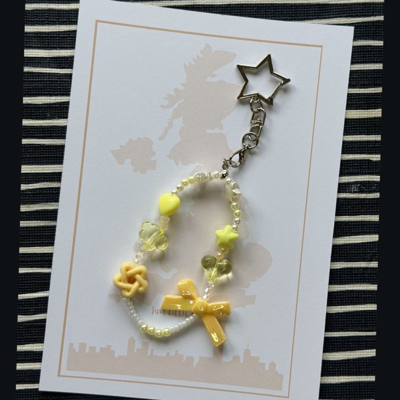Beaded Phone Charm Keychain | Y2K Pastel Strap Bracelet