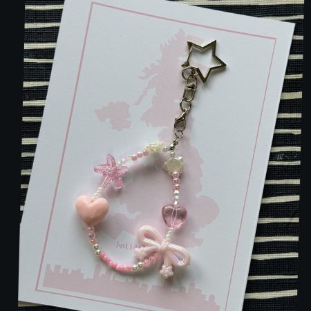 Beaded Phone Charm Keychain | Y2K Pastel Strap Bracelet