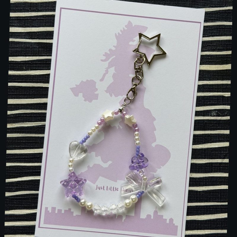 Beaded Phone Charm Keychain | Y2K Pastel Strap Bracelet