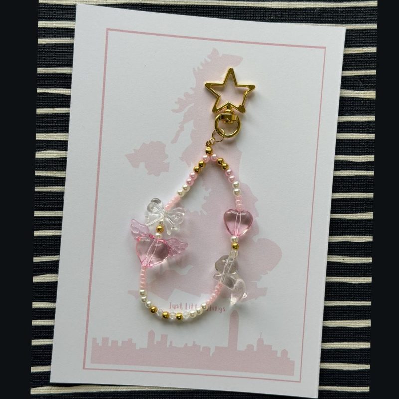Beaded Phone Charm Keychain | Y2K Pastel Strap Bracelet