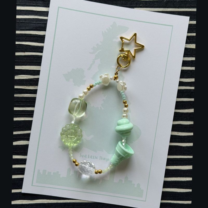 Beaded Phone Charm Keychain | Y2K Pastel Strap Bracelet