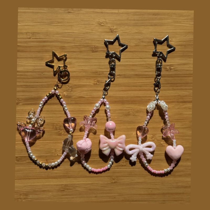 Beaded Phone Charm Keychain | Y2K Pastel Strap Bracelet