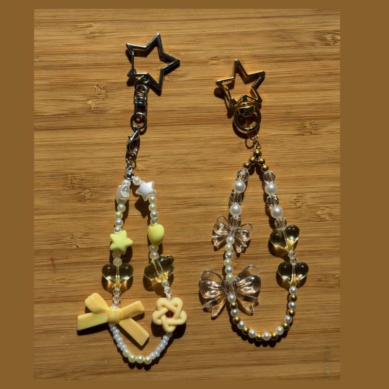 Beaded Phone Charm Keychain | Y2K Pastel Strap Bracelet