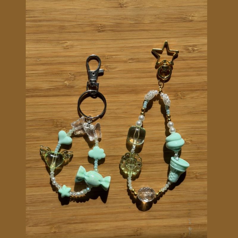 Beaded Phone Charm Keychain | Y2K Pastel Strap Bracelet