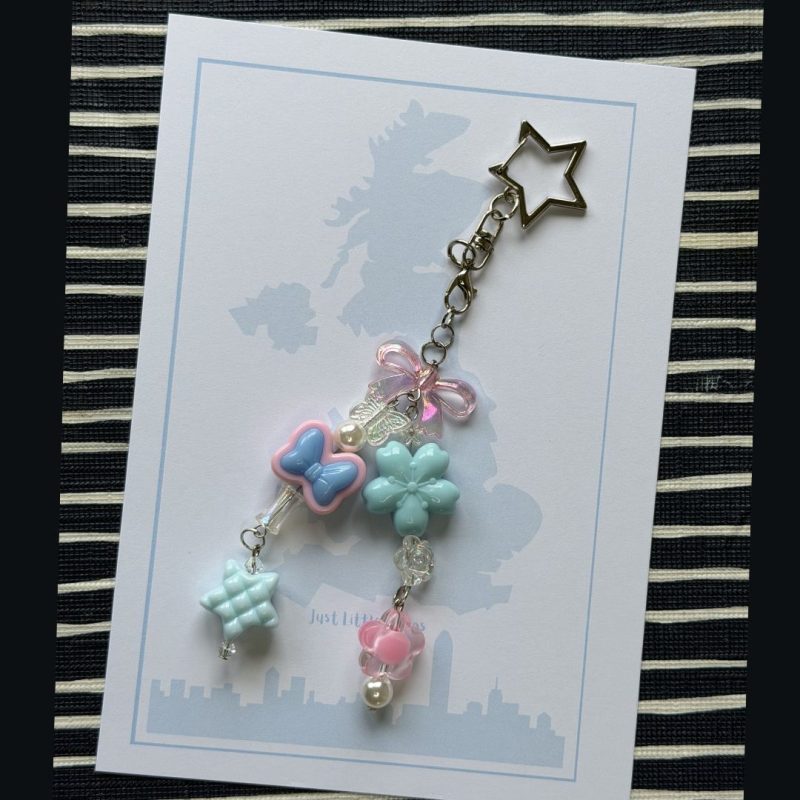 Beaded Phone Charm Keychain | Y2K Pastel Strap Bracelet