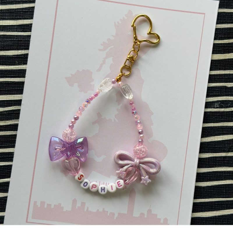 Personalised Beaded Name Phone Charm | Y2K Pastel Strap Bracelet