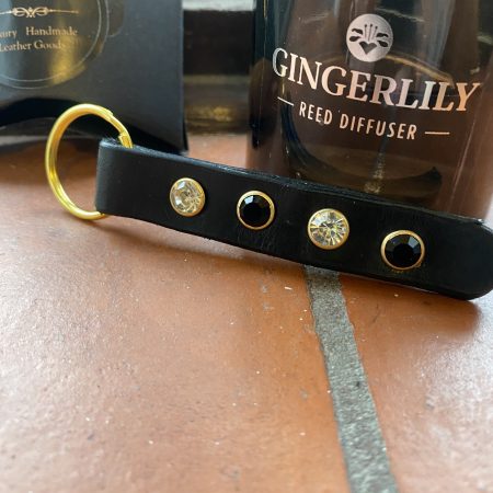 Keyring- Bespoke Handmade Italian leather with stunning crystals