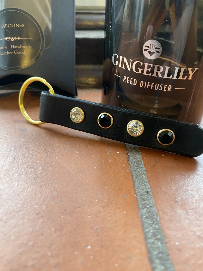 Keyring- Bespoke Handmade Italian leather with stunning crystals