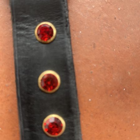 Keyring- Bespoke Handmade Italian leather with stunning red crystsls