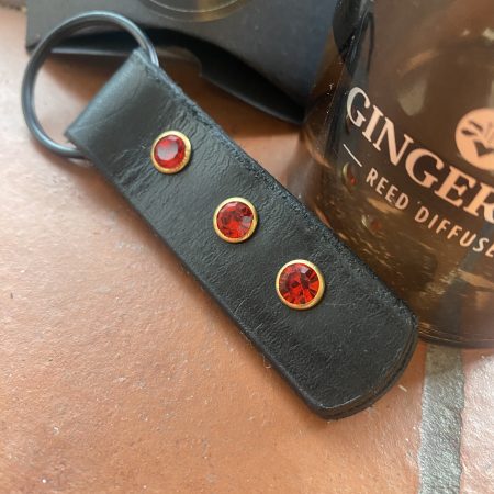 Keyring- Bespoke Handmade Italian leather with stunning red crystsls