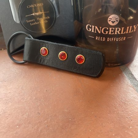 Keyring- Bespoke Handmade Italian leather with stunning red crystsls
