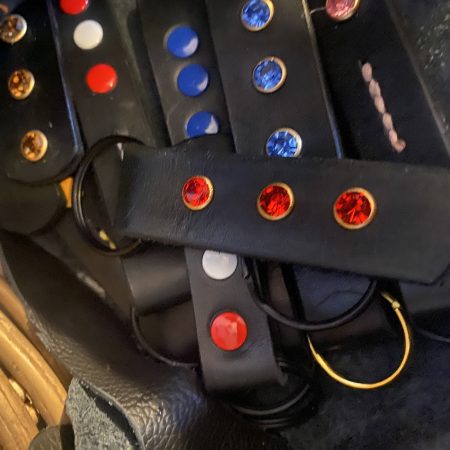 Keyring- Bespoke Handmade Italian leather with stunning red crystsls