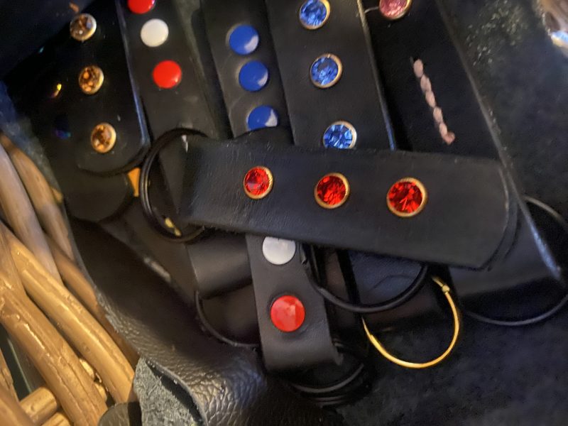 Keyring- Bespoke Handmade Italian leather with stunning red crystsls