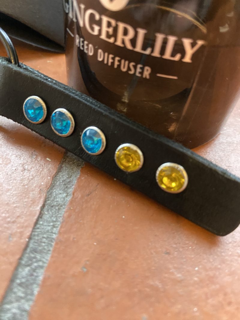 Keyring- Bespoke Handmade Italian leather with stunning Crystals