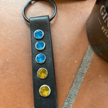 Keyring- Bespoke Handmade Italian leather with stunning Crystals