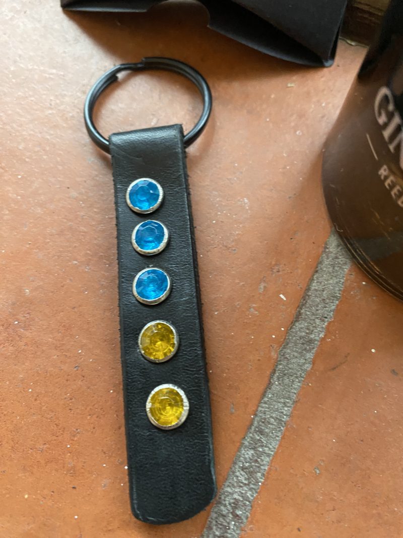 Keyring- Bespoke Handmade Italian leather with stunning Crystals