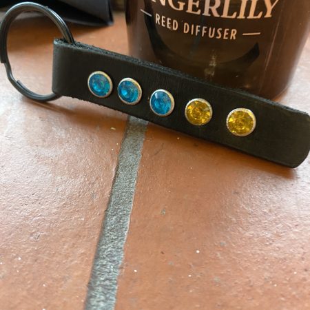 Keyring- Bespoke Handmade Italian leather with stunning Crystals