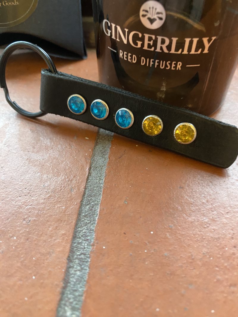 Keyring- Bespoke Handmade Italian leather with stunning Crystals