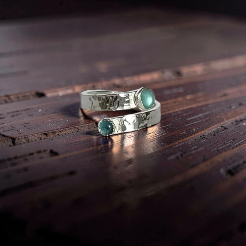 Blue Tide Sea Glass & Topaz Gemstone Ring