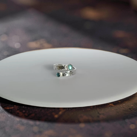 Blue Tide Sea Glass & Topaz Gemstone Ring