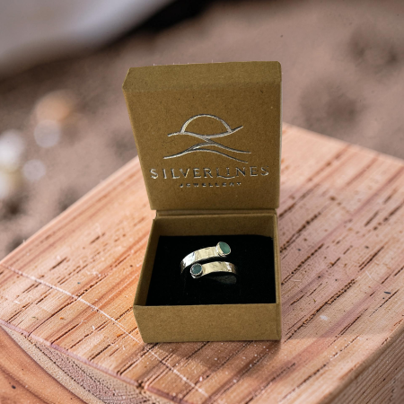 Blue Tide Sea Glass & Topaz Gemstone Ring