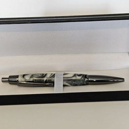 Handcrafted Athena Click Pen in Gunmetal and Resin swirl Body