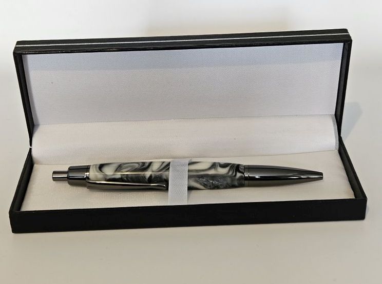 Handcrafted Athena Click Pen in Gunmetal and Resin swirl Body